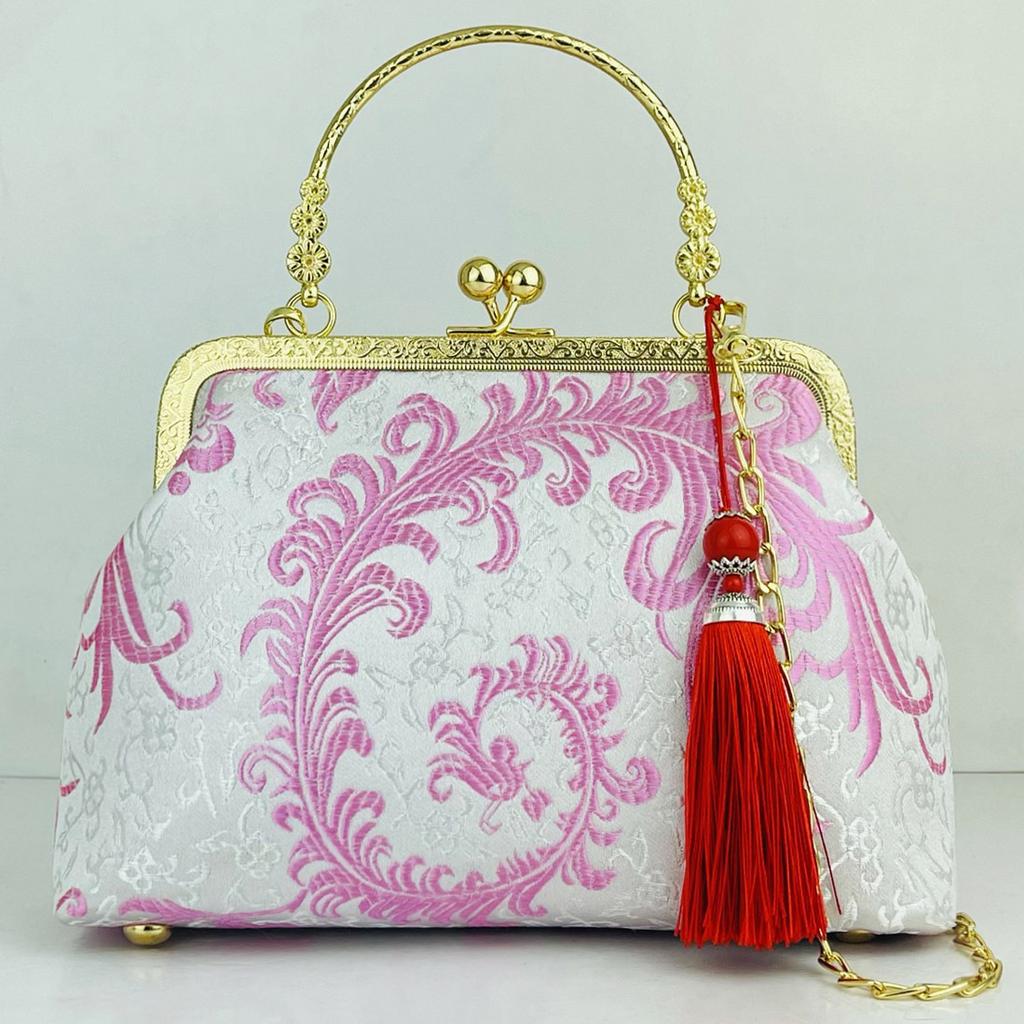 Fashion Silk Bag Tote Shoulder Crossbody Chain Women Handbag Embroidery Chinese Cheongsam Female   Bags Clutch Purse