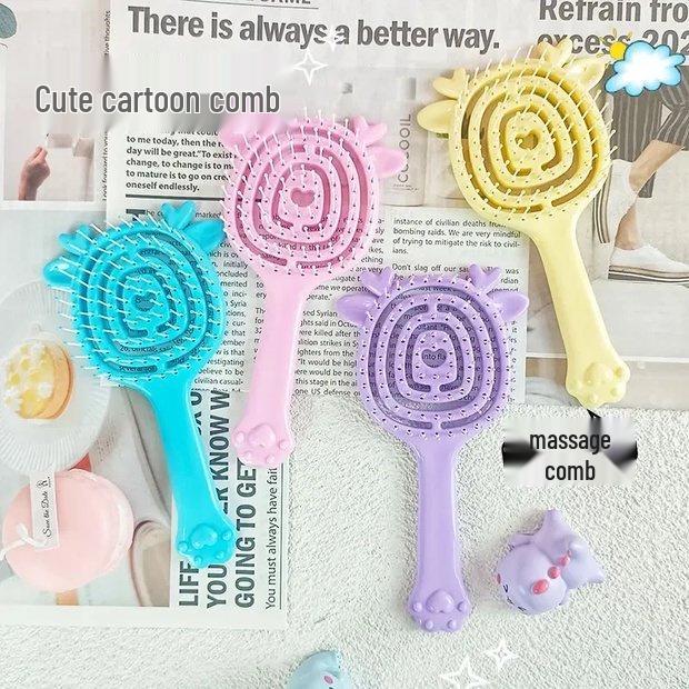 Портативная полая расческа для вьющихся волос - Милая и легкая для использования в женском общежитии