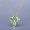 Exquisite Necklace for Women's Fashion Leaf Shape Pendant Green Epoxy Clavicle Chain Simple Handmade Enamel Party Jewelry