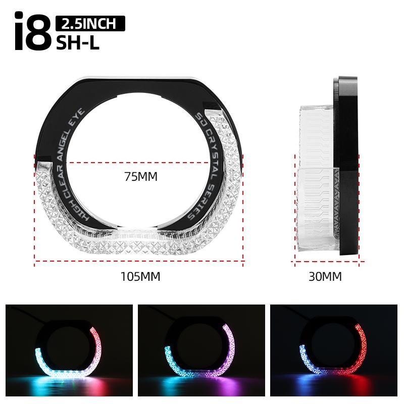 2,5-дюймовые RGB LED Ангельские Глаза Маски Хрустальные 5D Для Фары Автомобиля