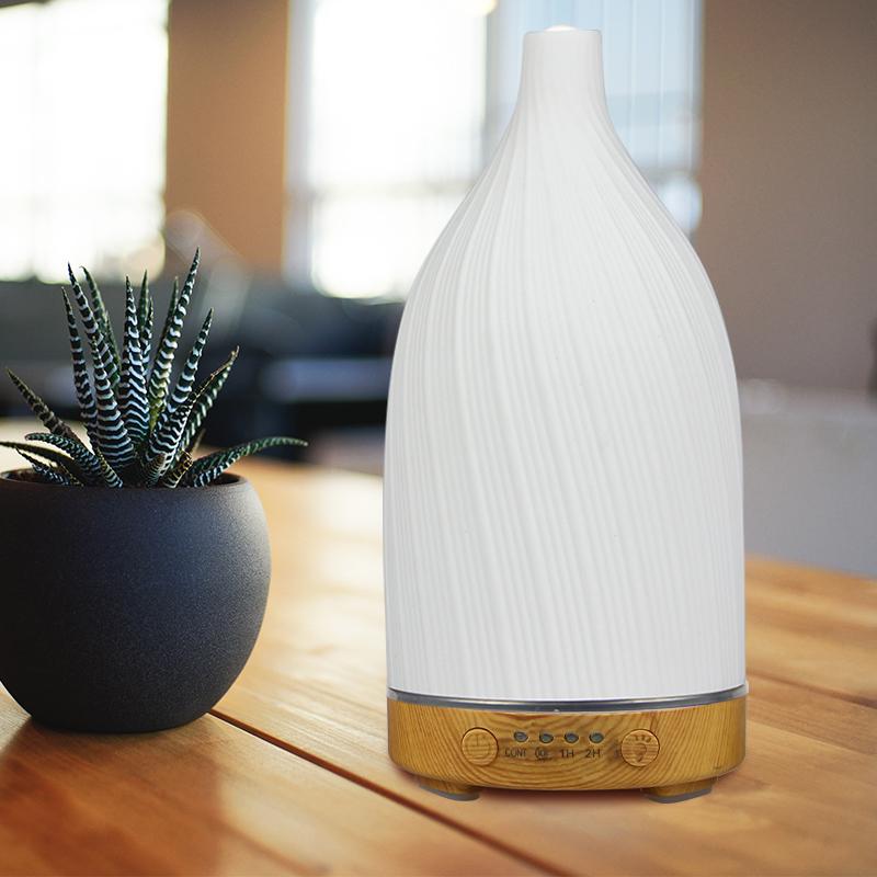 Essential Oil Diffuser White Ceramic Humidifier 100ml Timing with Night Light Auto Off Home Office Humidifier Scent Diffusers