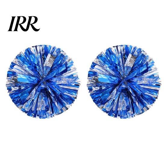 Cheer Squad Accessories 2 Pcs Cheerleader Pom Poms Metallic Holographic with Mini Cheerleading Balls Handle Ring for Sports Team Spirit Party