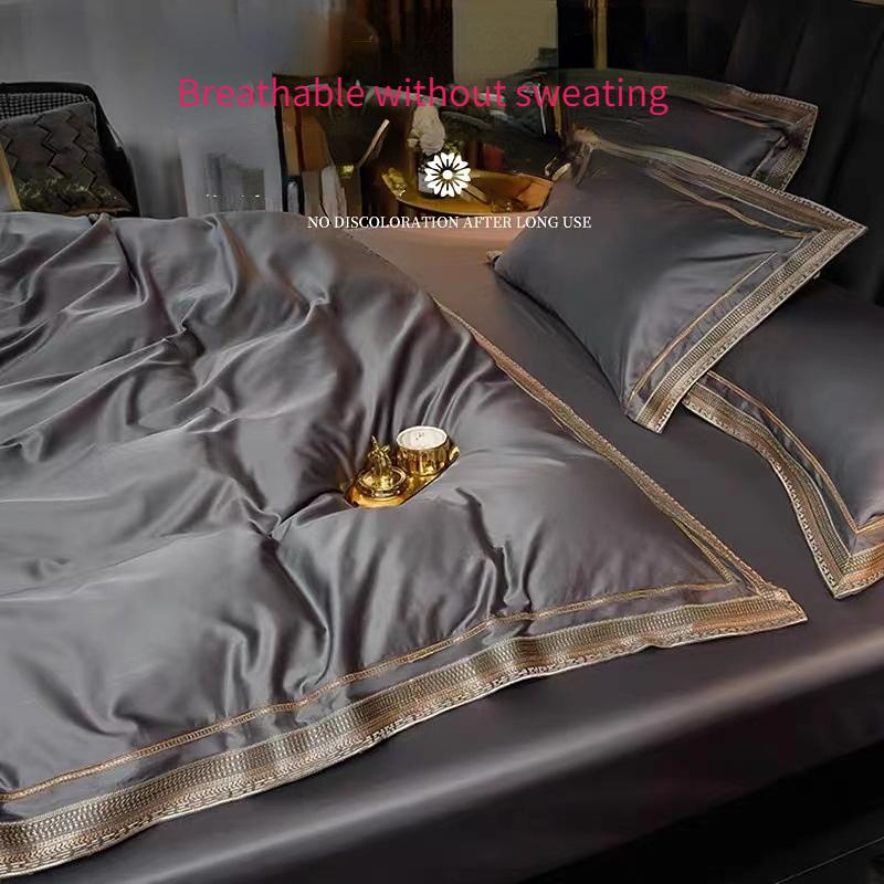 Постельное белье класса А из чистого хлопка, четыре предмета, хлопковый светильник, Роскошный хлопок с плотностью 200 ниток, вышитый пододеяльник, простыня на подкладке