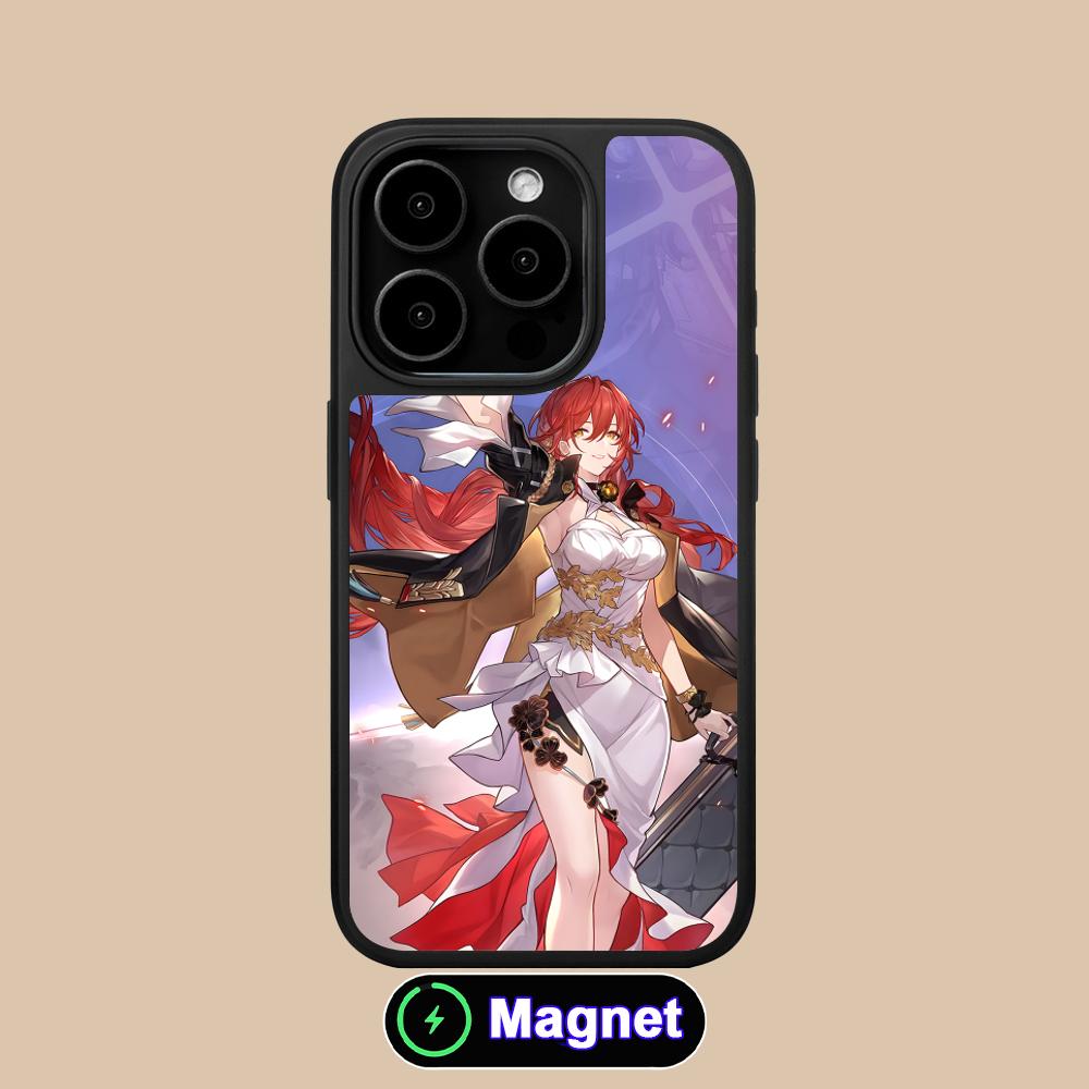 HSR Himeko Матовая Поверхность Magsafe Чехол для Мобильного Телефона для iPhone 17 16 15 14 13 12 11 Air Pro Max Plus Цветная Крышка