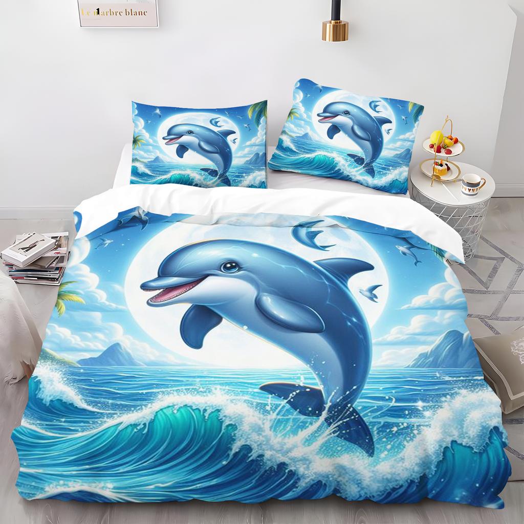Мультяшный пододеяльник с дельфинами, комплект наволочек для девочек, как дома, для спальни взрослых, детский пододеяльник, постельное белье