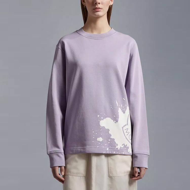 Moncler SS23 Round Neck Distressed Long Sleeve Sweatshirt Women sweatshirt Purple I10938G00025899TR61A