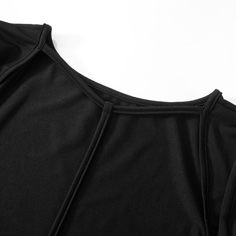 Women's Summer Solid Color Long Sleeve Sexy Backless Slim Package Hip Short Dress
