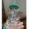 Cute Glass Bear Straw Cup Holiday Teddy Cups Mugs Birthday Christmas Gift Milk Tea Cup for Coffee Drinks 20oz
