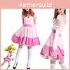 Elegant Super Mario Pink Princess Peach Costume Dress With Crown And Gloves Set