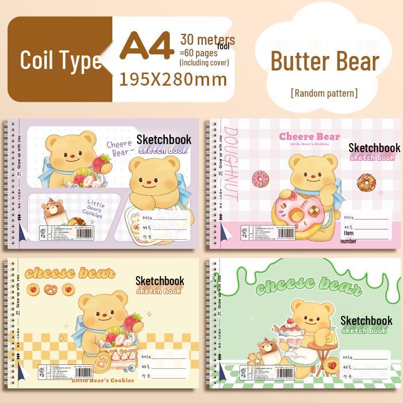 Cute Capybara & Puffer Fish A4 Drawing Book for Kids - Blank Pages, Coil Bound for First Graders