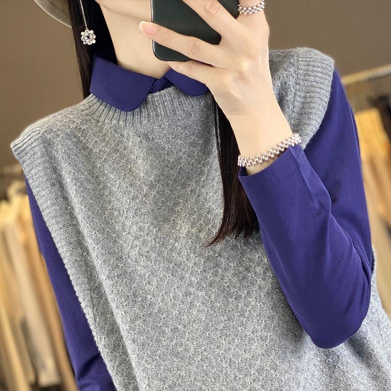 Женский кашемировый жилет Qinghe Cashmere 30% кашемир 70% шерсть Женский осенне-зимний кашемировый жилет мягкий и теплый