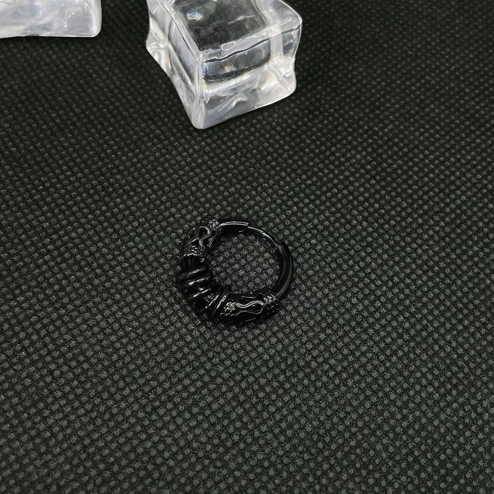 Круглые серьги из нержавеющей стали в корейском стиле, круглые серьги-гвоздики с рисунком дракона, мужские серьги-кольца