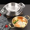 Stainless Steel Ramen Bowl Double Handle Seafood Plates Korean Noodle Bowls Restaurant Camping Golden Pot