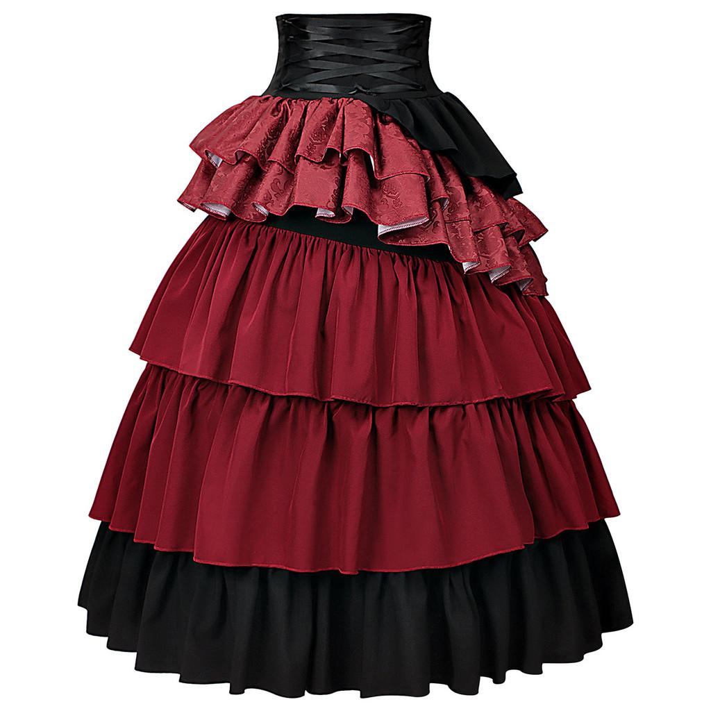 Gothic Steampunk Pirate Skirt For Women With Layered Ruffles For Costume Parties