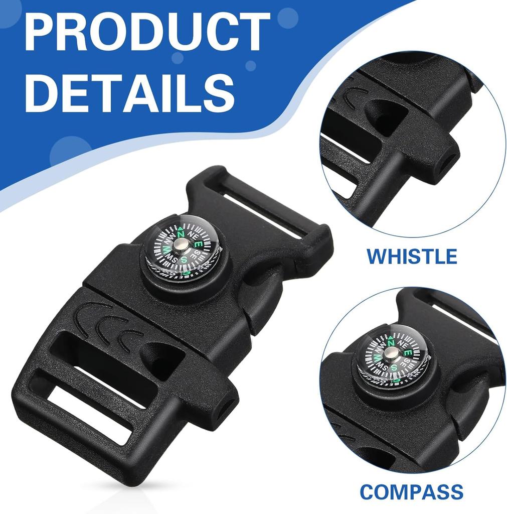 5 шт. в упаковке черный компас кремень скребок для розжига свисток пряжка пластиковый браслет из паракорда для кемпинга на открытом воздухе аварийные наборы для выживания в дороге (черный)