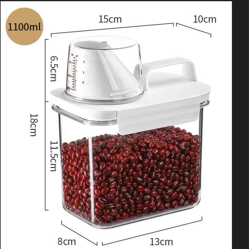 Storage Jars for Laundry Detergent Powder Kitchen Plastic Airtight Food Storage Containers with Measuring Cup Grain Storage Box