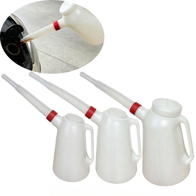 1.2/2/3/4/5L Graduated Oil Jug with Detachable Flexible Long Spout, Anti-Spill Fuel Dispensing Can, Car Engine Filling Tool