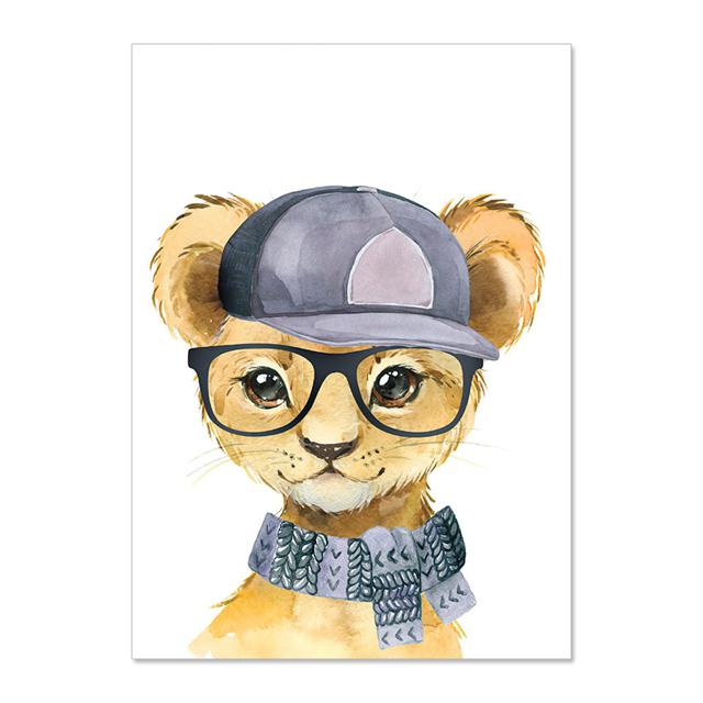 Мультфильм Забавное животное Слон Тигр Обезьяна Детские Плакаты и Принты Настенное Искусство Картина На Холсте Настенные Картины Детская Комната Декор Без Рамки