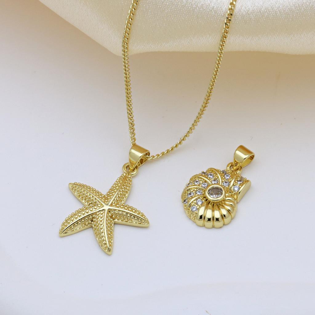 Океанский ветер Дизайн Чувство Личность Краб Раковина Морская звезда Черепаха Кит Медь Позолоченная Подвеска Ожерелье