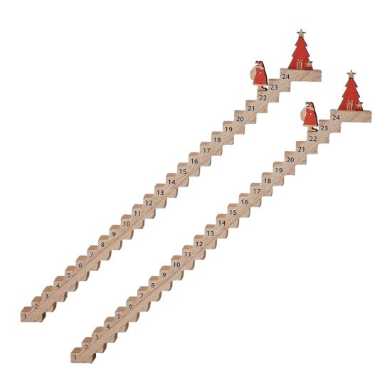 1Pc/2Pcs Wood Stairs Climbing Christmas Advent Calendar Santa's Staircase Countdown Calendar Interactive Climbing Stair Toy for Holiday Decor