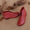Winter New Red Women's Genuine Leather Ankle Boots Fashion Ladies V Neck Designer Retro Style Fall Woman Slip On Chelsea Boot