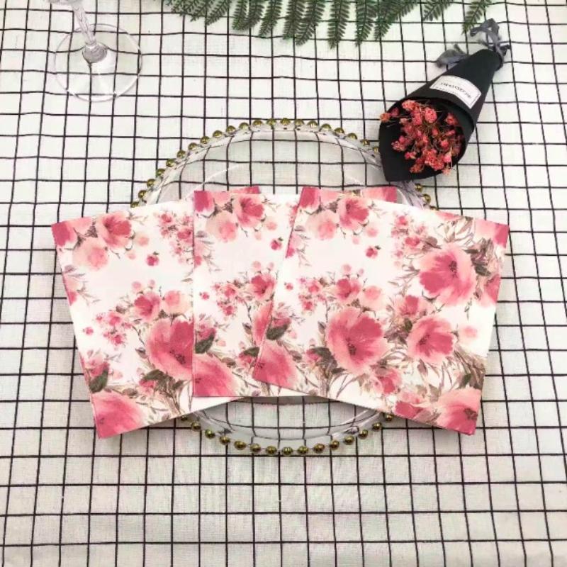 20pcs/Pac 33*33cm 2-Ply Disposable Party Napkin Floral Pattern