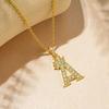 Gold-Plated Zircon Crown Letter Pendant Necklace - Women's Versatile Choker