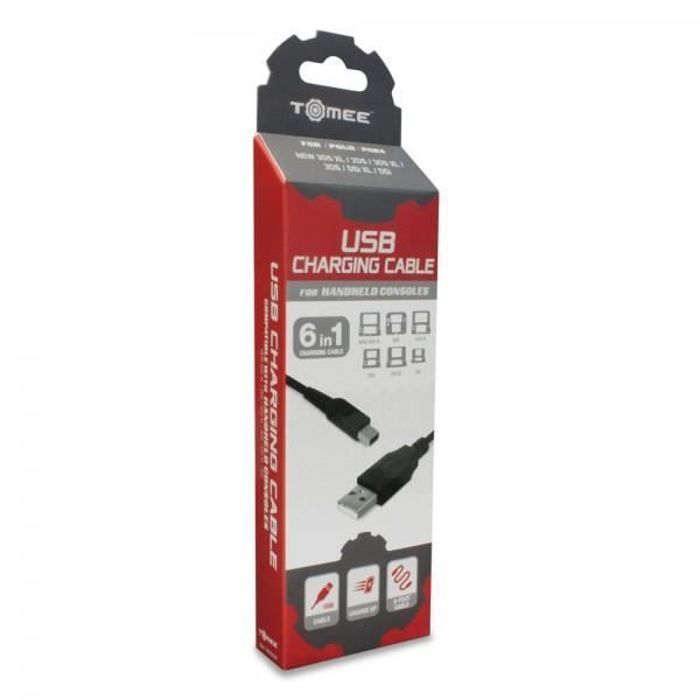 Câble chargeur USB - TOMEE - pour Nintendo 3DS/2DS/DSi - Noir - 1,80 m - Recharge rapide