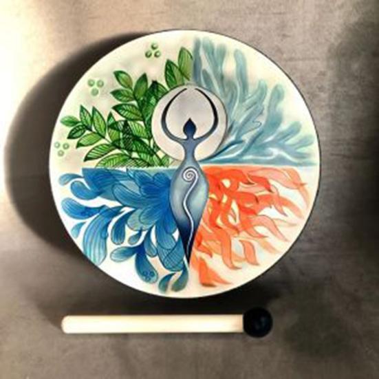 Шаманский бубен 10 дюймов ручной работы ручной барабан с палочкой Древо жизни инструмент для звукотерапии для духовной музыки рефлексии медитации