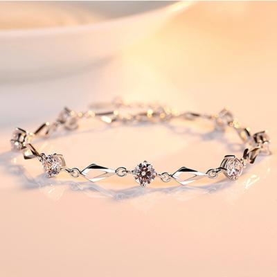 Серебряный браслет с бриллиантами S925, женский модный браслет в японском и корейском стиле, свежий и стильный