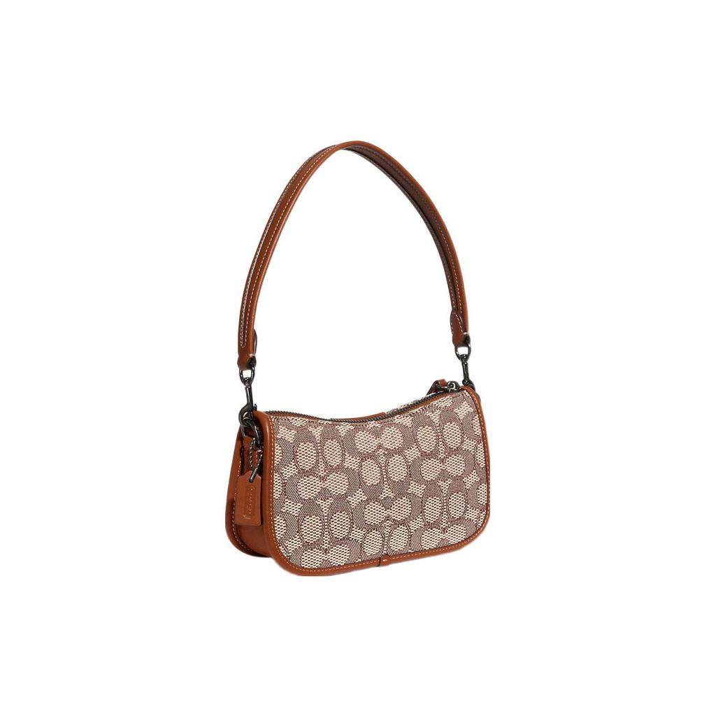 Coach Сумка Swinger 20 Classic Monogram с застежкой-молнией из жаккардовой ткани и натуральной кожи, ручная и наплечная сумка, женские сумки, цвет Янтарь CG169-V5BAR