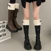 Sweet Butterfly Knot Woman's Boots New Korean Style Fashion Brown High Boots Plush Thickened Winter Ladies Knee-High Boots