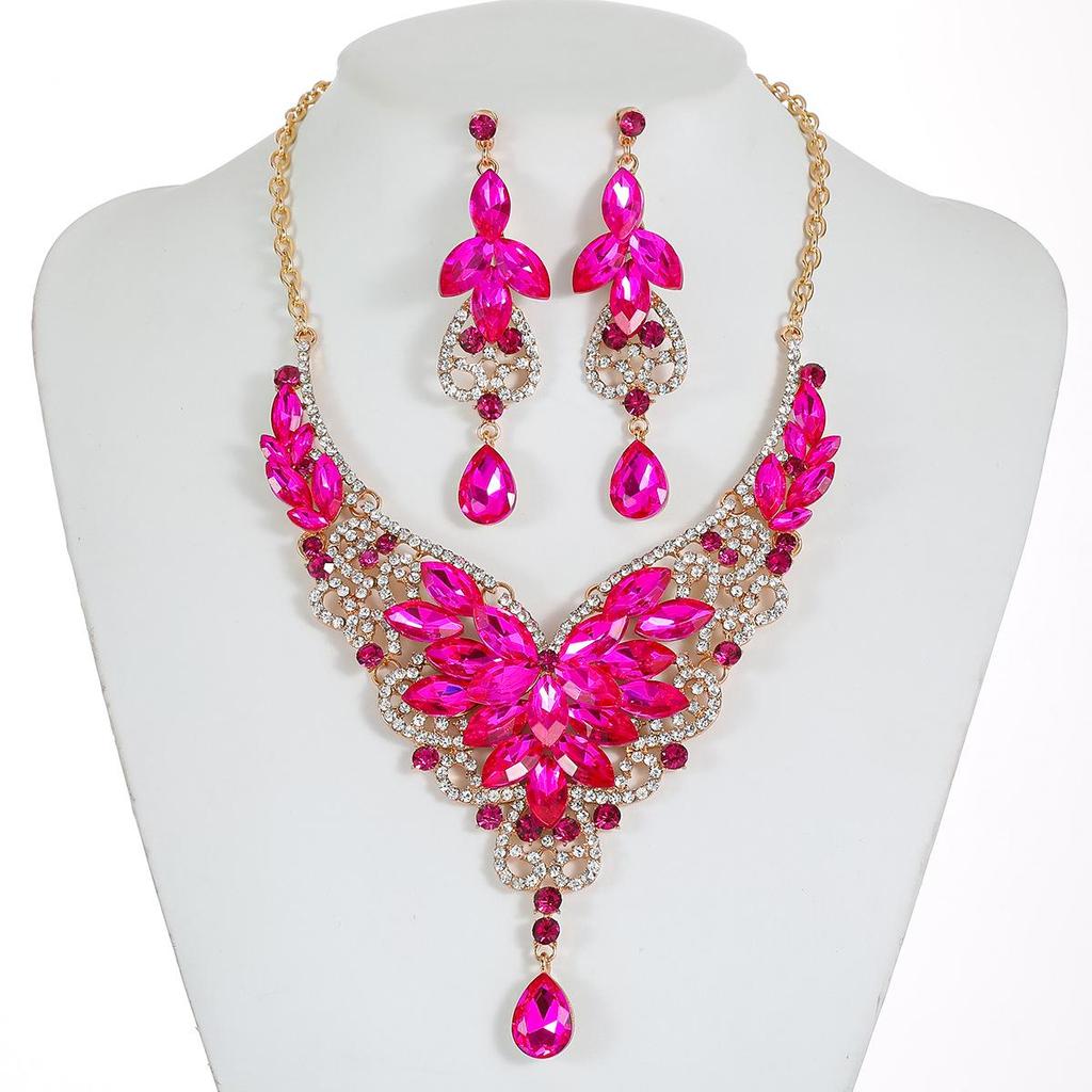 Преувеличенный ретро набор ожерелий с кристаллами и драгоценными камнями - Европейские и американские украшения для женщин