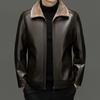 Genuine Leather Jackets for Men In Autumn and Winter Plus Fleece Sheepskin Jackets for Middle-aged Dads Casual Leather Jackets