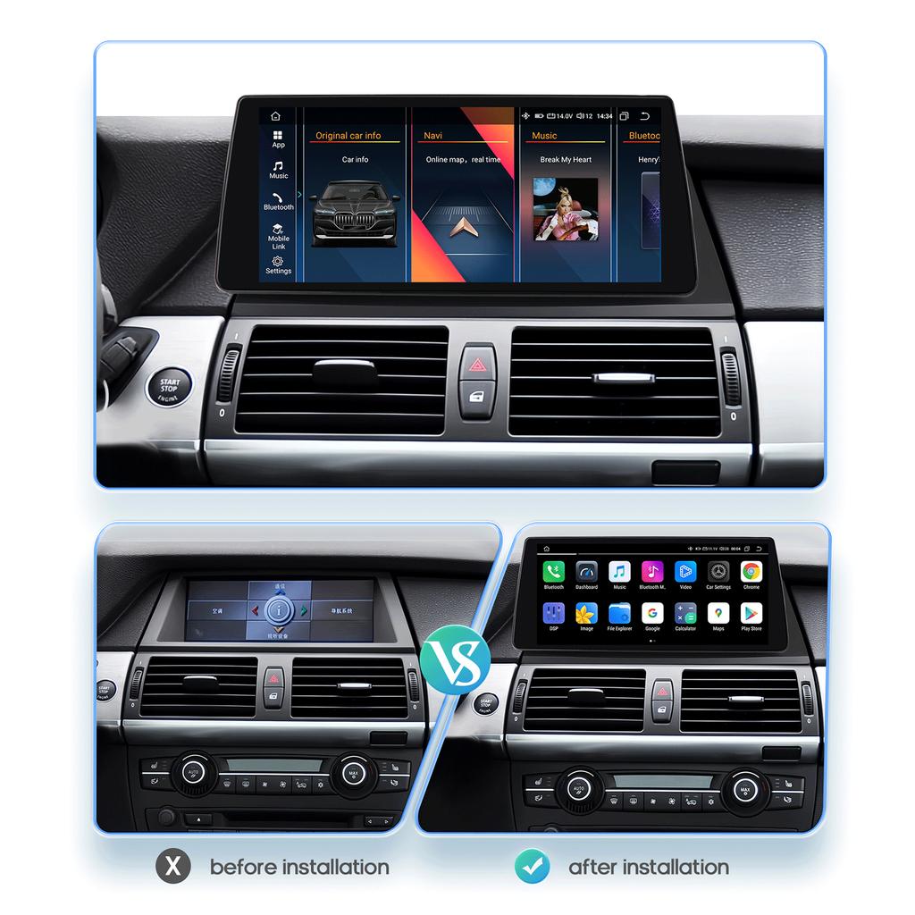 OSSURET 10,25" Carplay Android 13 Автомагнитола для BMW X5 E70 X6 E71 CCC CIC автомобильная интеллектуальная система радио GPS навигация стерео DSP Bluetooth SWC головное устройство