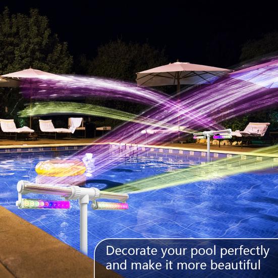 Pool Fountain with Lights Dual Arc Spray Jet Pool Fountain Color Changing Light-up Fountain with Remote Control for Above Ground In-ground Pools