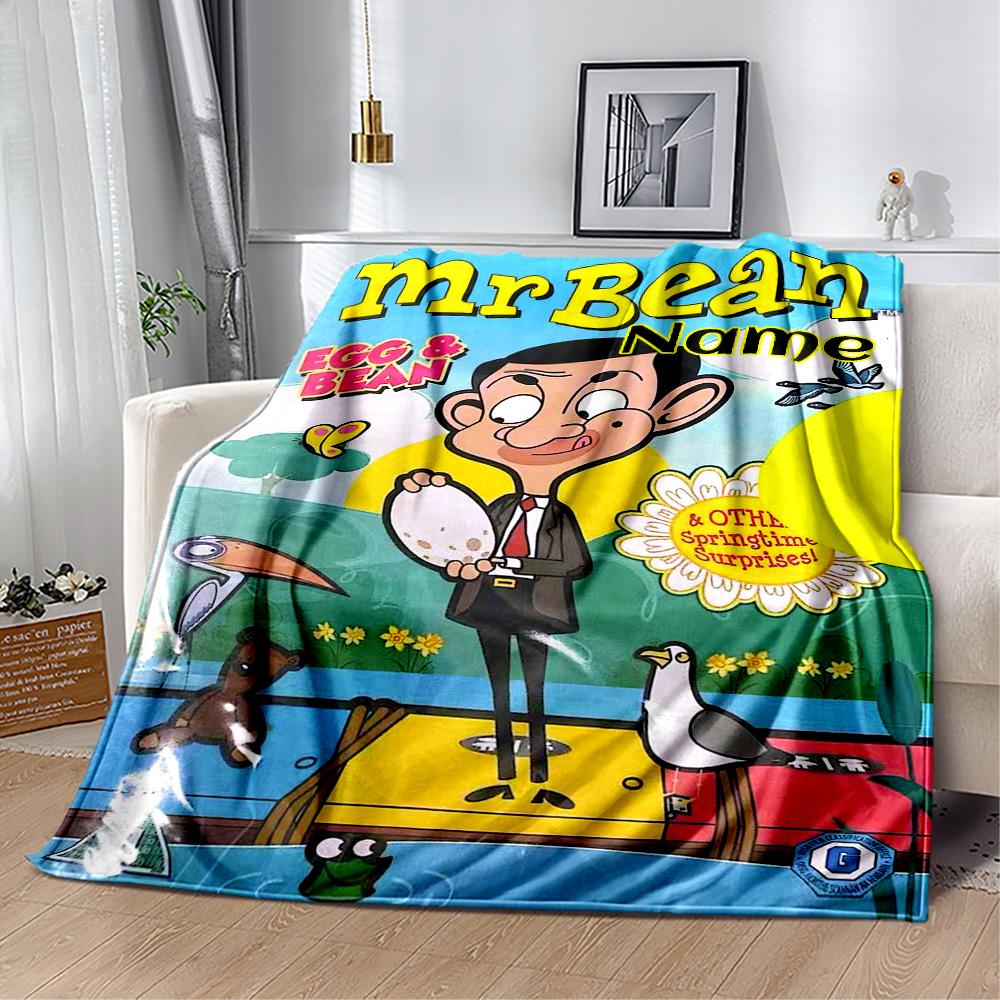 Mr Bean's Egg Adventure Customize Your Name Blanket Cozy Personalized Blanket Durable Comfort Versatile for Sofa Home Decor Bed Bedding