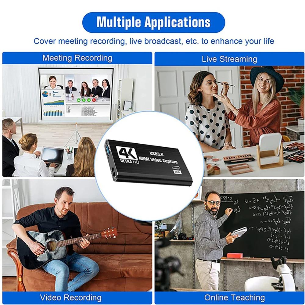 4k 1080p 60fps Hd Video Capture Card HdTV Camera Recording Box - Compatible With Usb 3.0pc Live Streaming Grabber Recorder