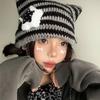 Striped Y2K Beanie Hat Y2K Cute Knitted Beanie Hat Women's Hats Star Devil Hat  Autumn Winter