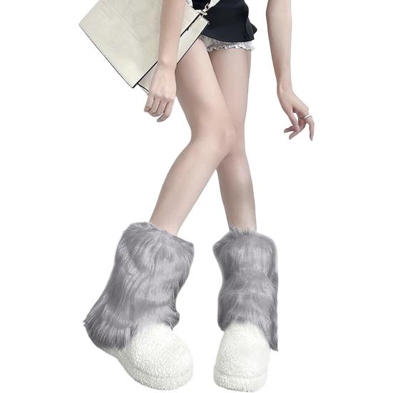 Yousheng Fuzzy Leg Warmers Women Knee Length Faux Fur Leg Warmers Winter Long Boots Shoes Cuff Cover for Girls Street Party Daily Wear