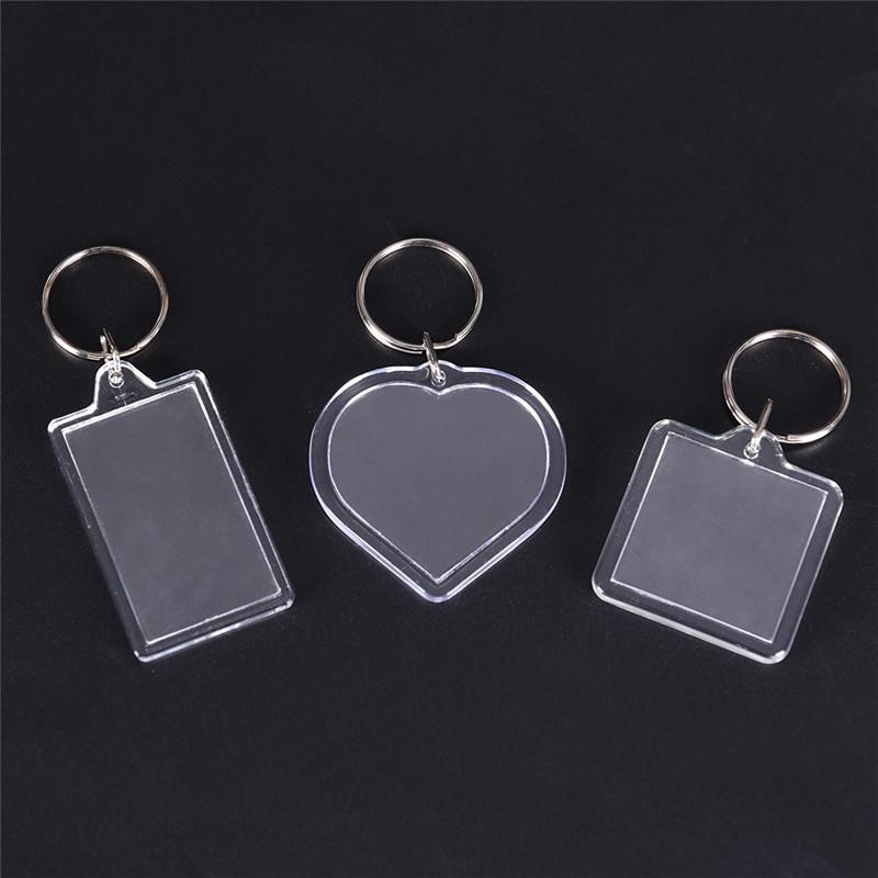 5Pcs Transparent Blank Insert Photo Picture Frame Keyring Key Chain Diy Gifts