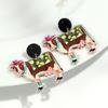 Cute Flower Cow Acrylic Print Earrings for Women Girls New Cartoon Hat Boot Cattle Animals Drop Earring Lovely Jewelry Gifts