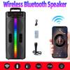 Уличная Bluetooth-колонка Беспроводная Портативная с Пультом Дистанционного Управления Микрофоном Двойной Сабвуфер Цветные Огни Мощный Громкий Бумбокс