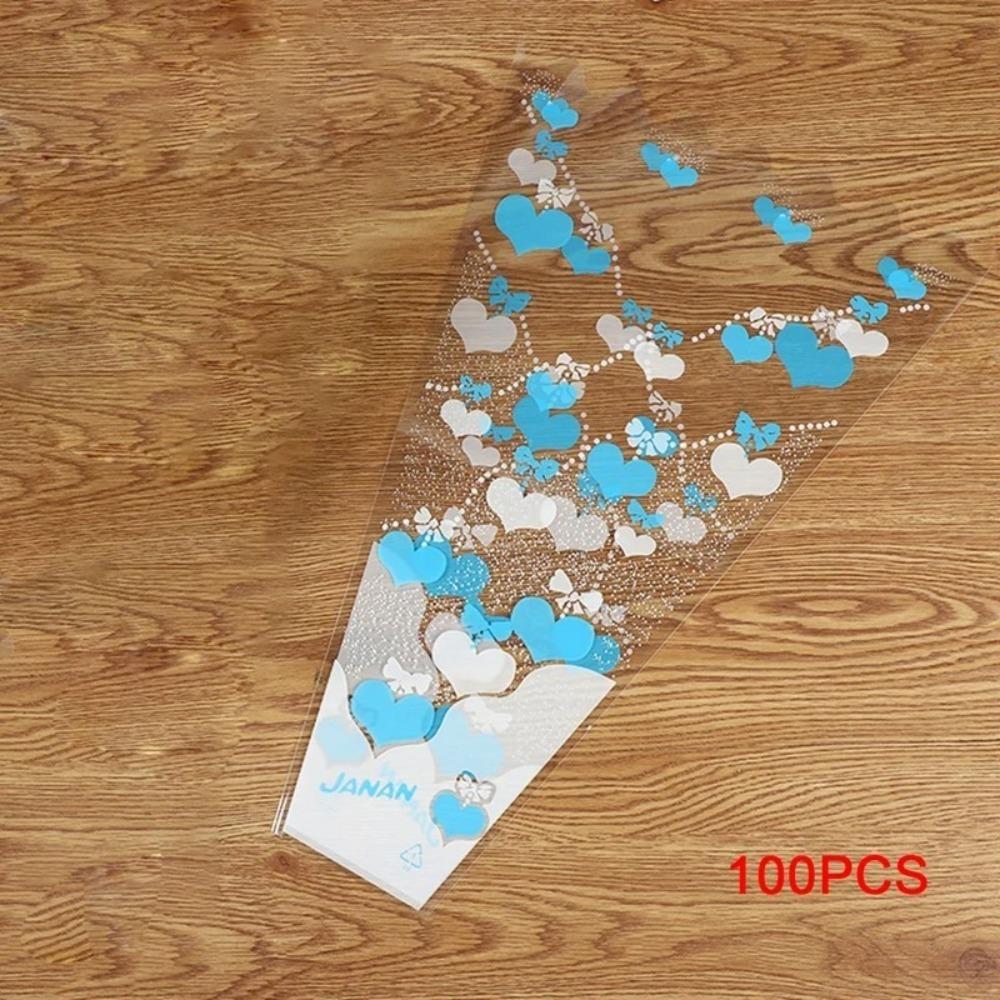 100pcs Rose Bagging Rose Bouquet Wrapping Sleeve Flower Transparent Packaging Wrappers Christmas