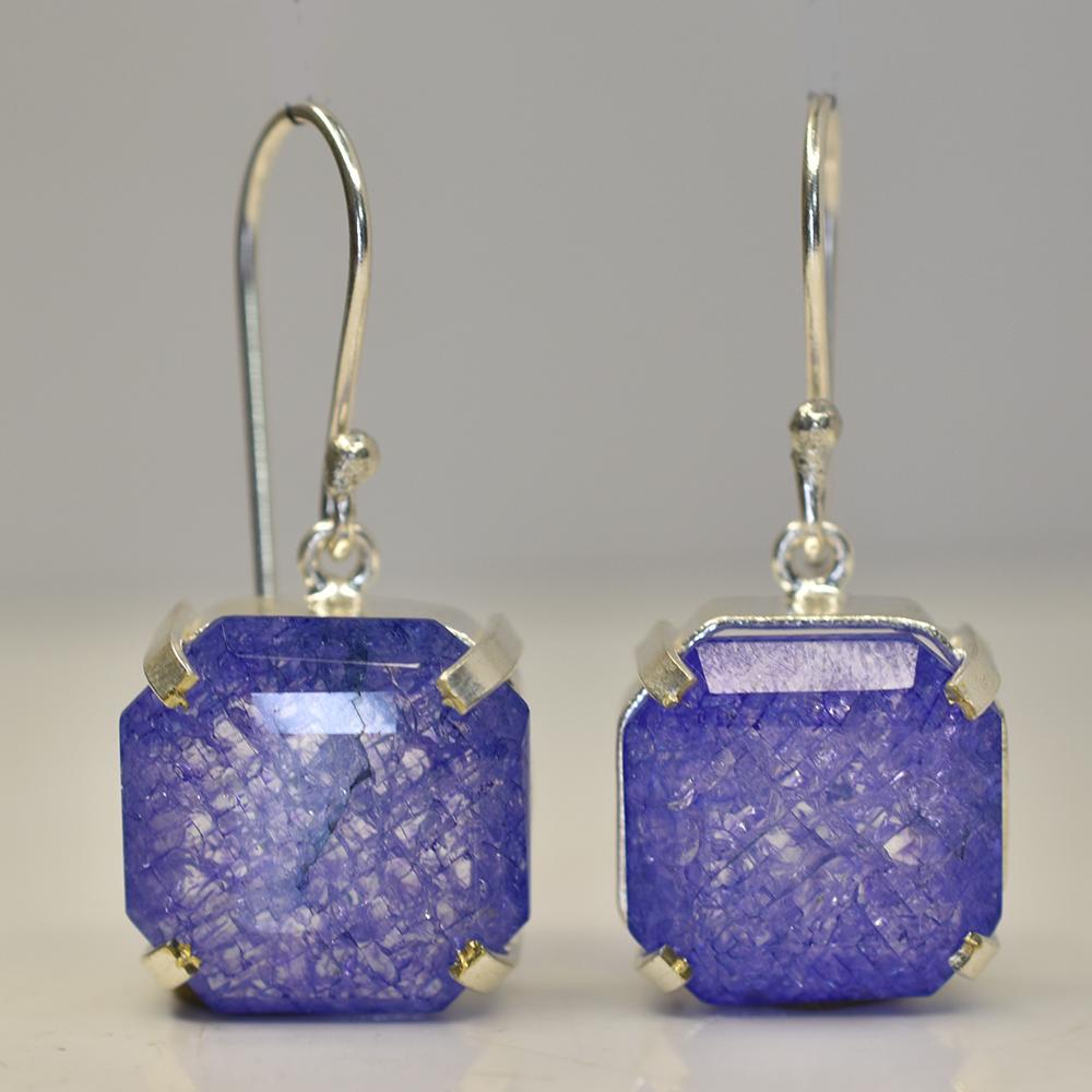 Серьга из стерлингового серебра 925 пробы 77 карат фиолетовый танзанит натуральный квадрат сертифицированные драгоценные камни my.er-33-k