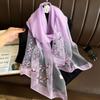 New Long Silk Wool Scarf Shawls Wraps Women Floral Embroidery Foulard Headkerchief Pashmina Neck Poncho Scarves Hijab Bandana