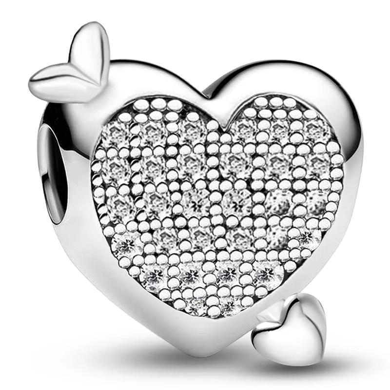 Медные милые шармы-бусины в форме сердца для изготовления браслетов-бэнглов своими руками, подарок, высококачественная бижутерия для женщин