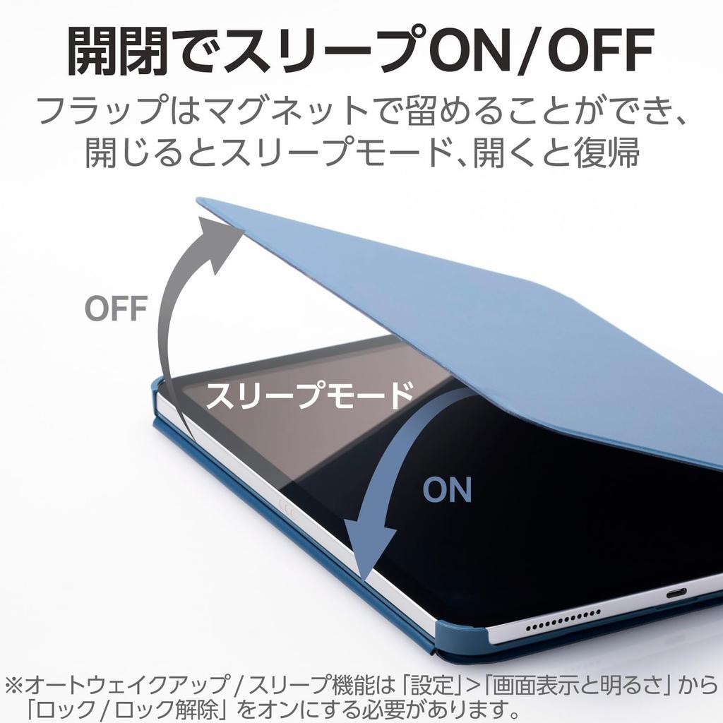 Elecom IPad 10.9 10-го поколения (Модель 2022 года) Чехол с многоуровневой регулировкой высоты, функцией автоматического перехода в режим сна/автоматического пробуждения, мягкая кожа, темно-синий TB-A24RWVH2NV