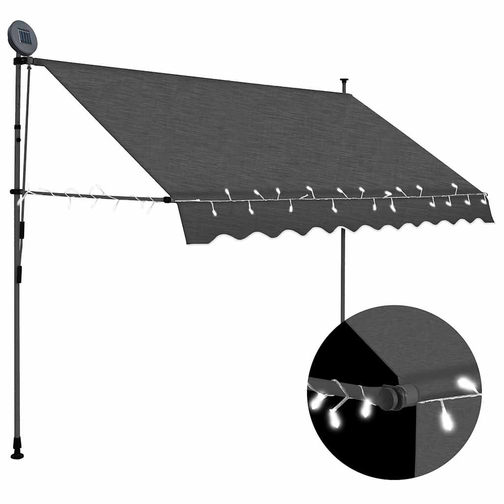 Vidaxl Ręcznie Zwijana Markiza Z Led, 300 Cm, Antracytowa