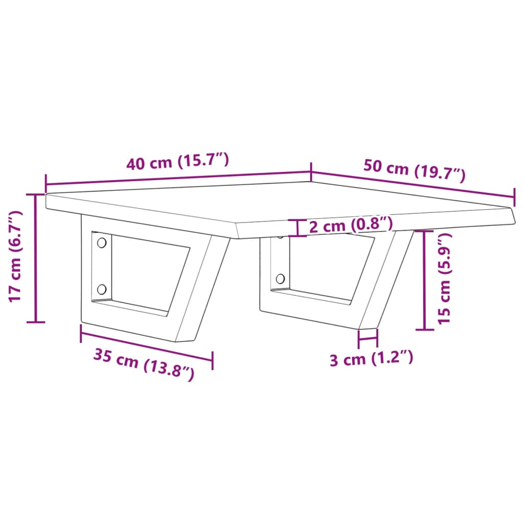 Washbasin Top with Mounting Bracket Steel and Solid Oak Wood